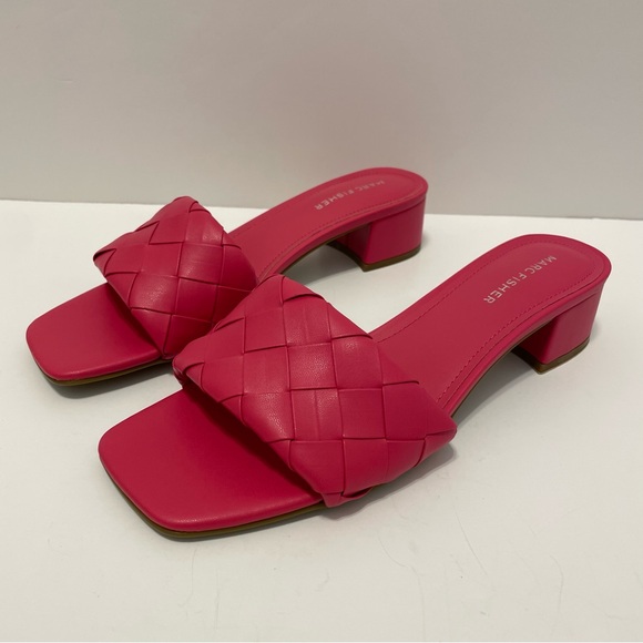 Marc Fisher Shoes - NWOT Marc Fisher Casara Block Heel Braided Slides Sandals Pink Size 8